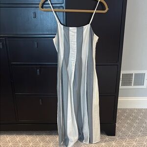 Madewell Blue and White Pleated Midi Sundress